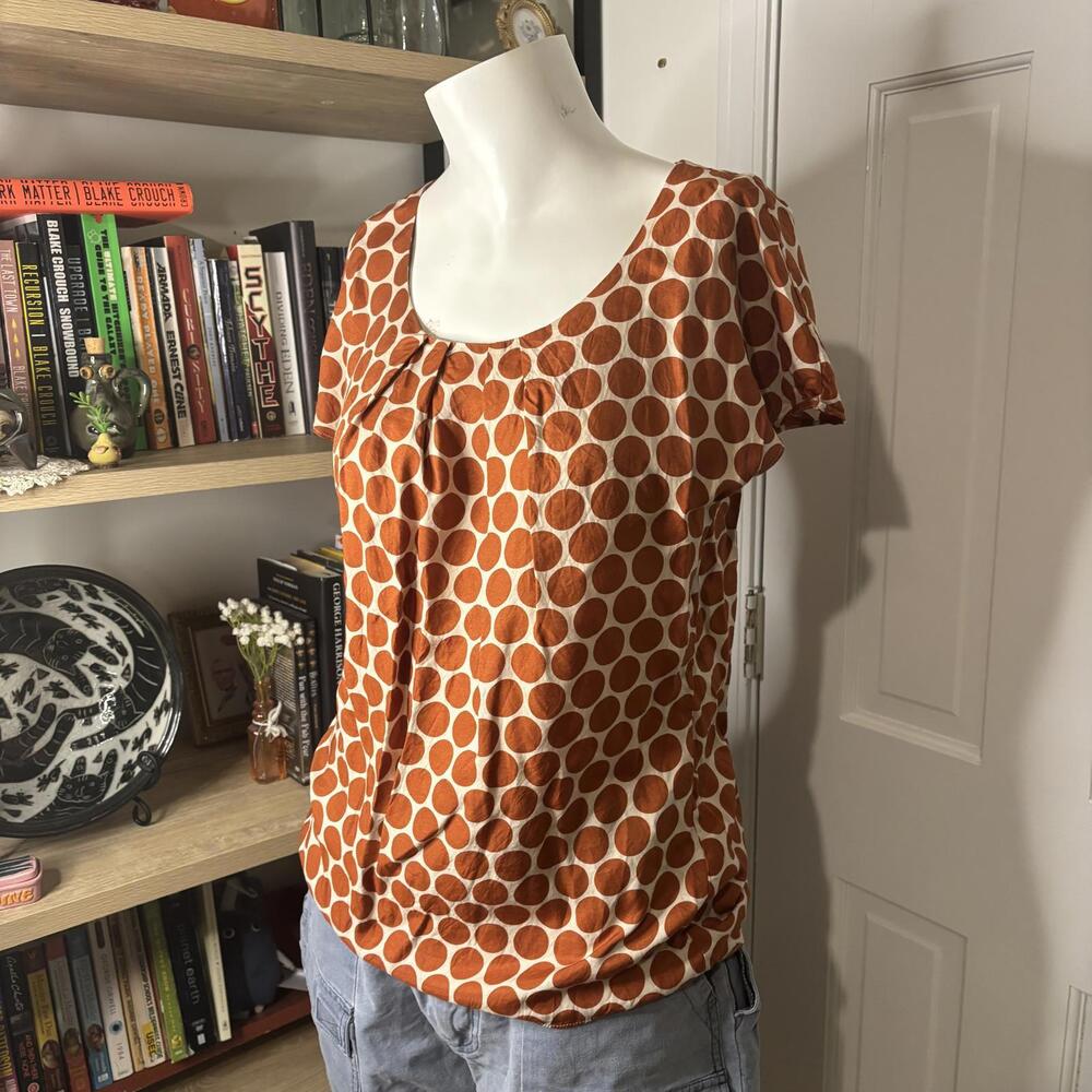 Boden 6 Cream & Rust Polka Dot Blouse - Picture 3 of 7